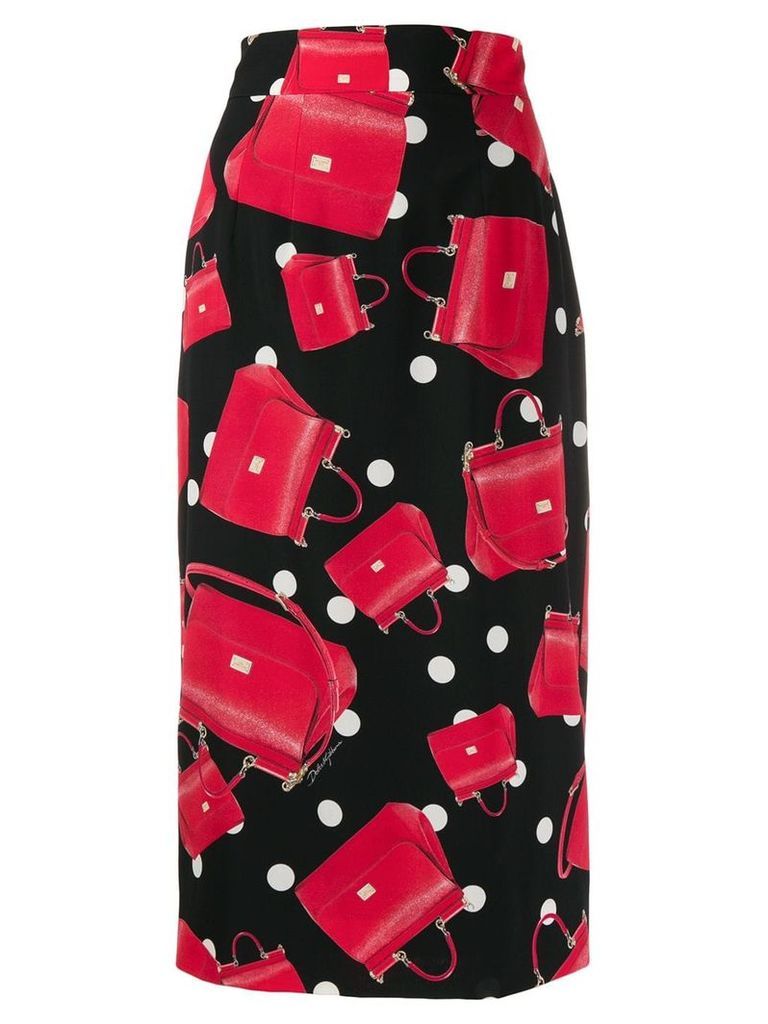 Dolce & Gabbana bag print pencil skirt - Red