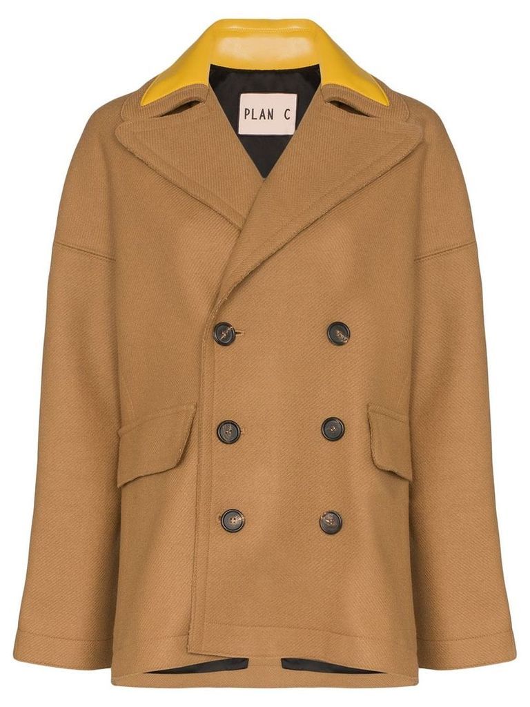 Plan C double-breasted peacoat - Brown