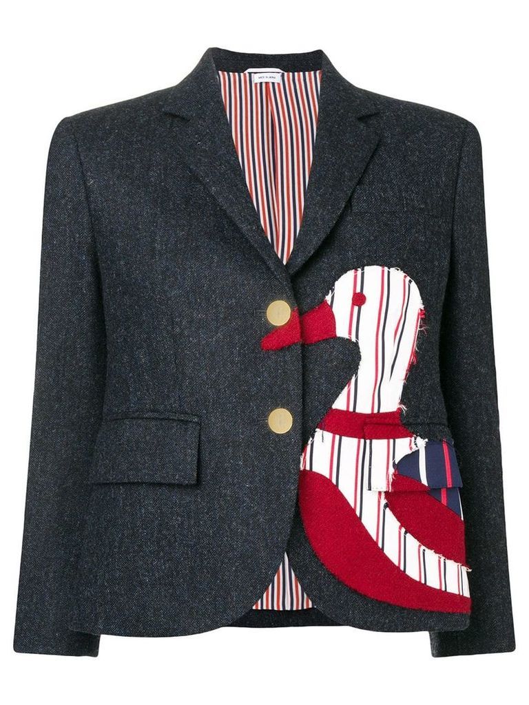 Thom Browne Navy Frayed Duck Classic Sport Coat - Blue