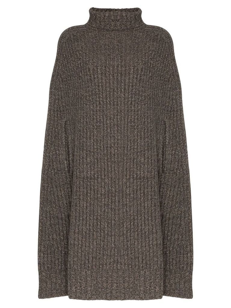 Jil Sander turtleneck chunky knit poncho - Grey