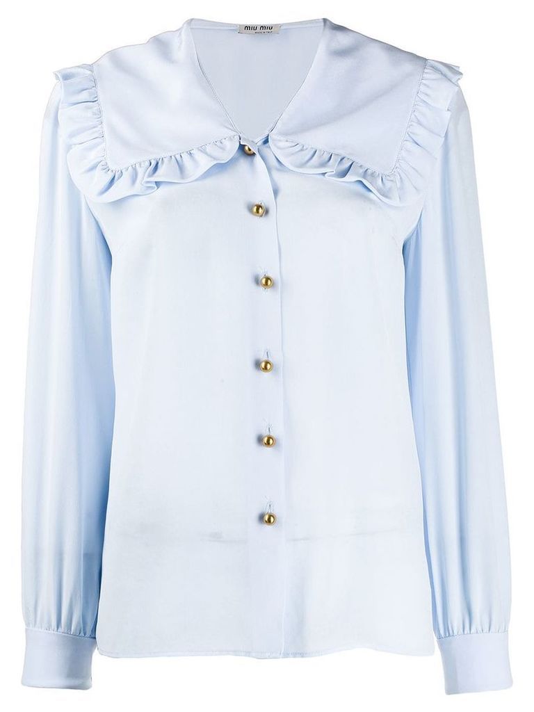 Miu Miu oversized ruffled collar blouse - Blue