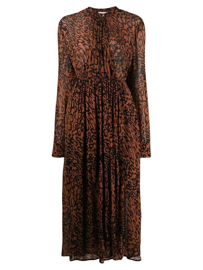 Calvin Klein leopard print midi dress - Brown