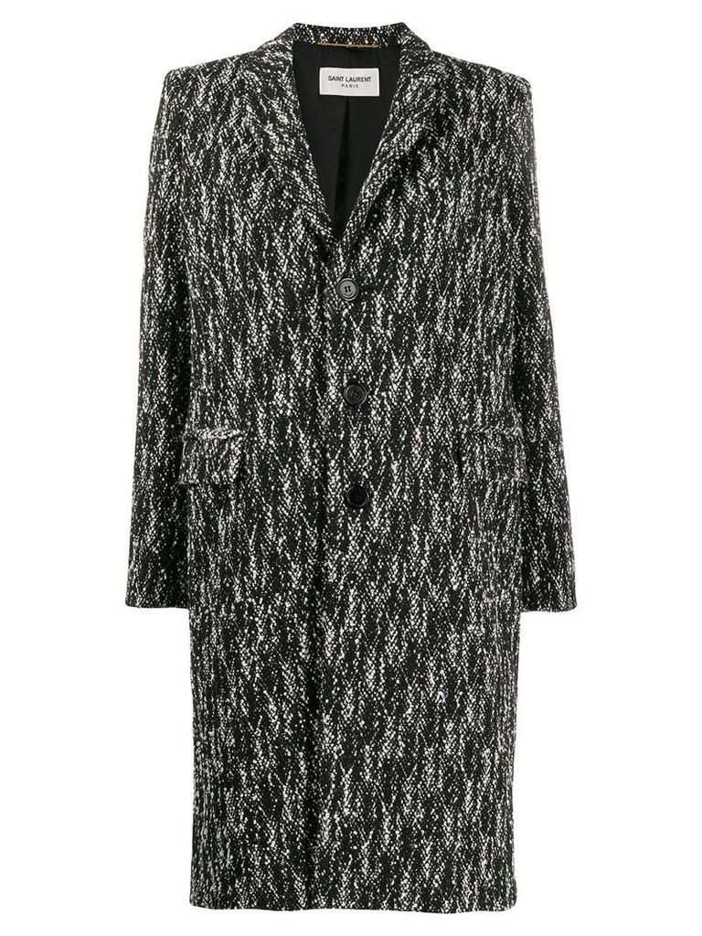 Saint Laurent chevron pattern single-breasted coat - Black