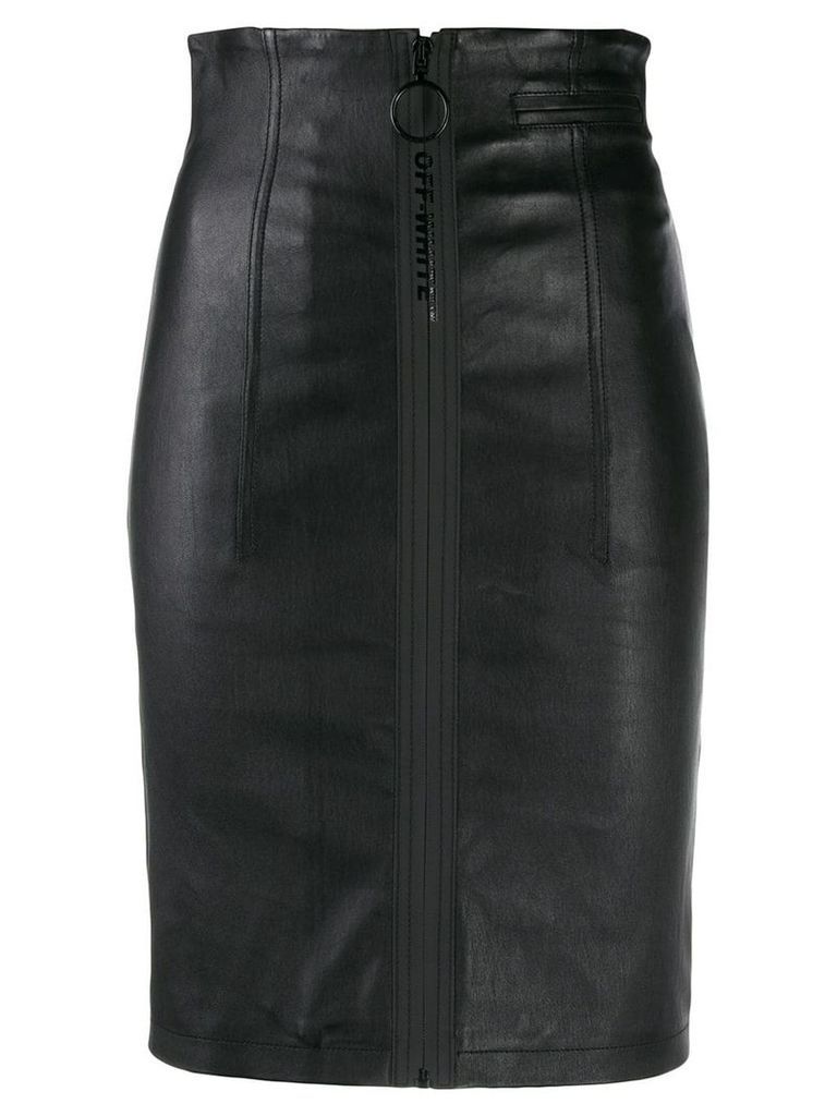Off-White front zip pencil skirt - Black