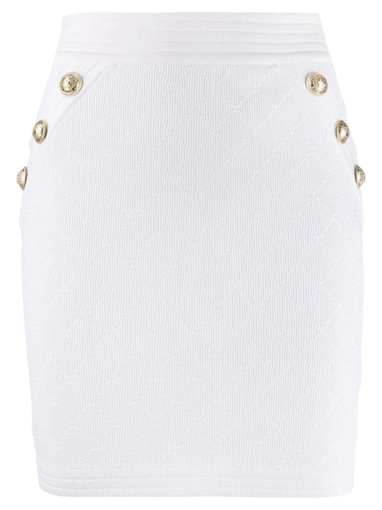Balmain double-breasted fitted skirt - White