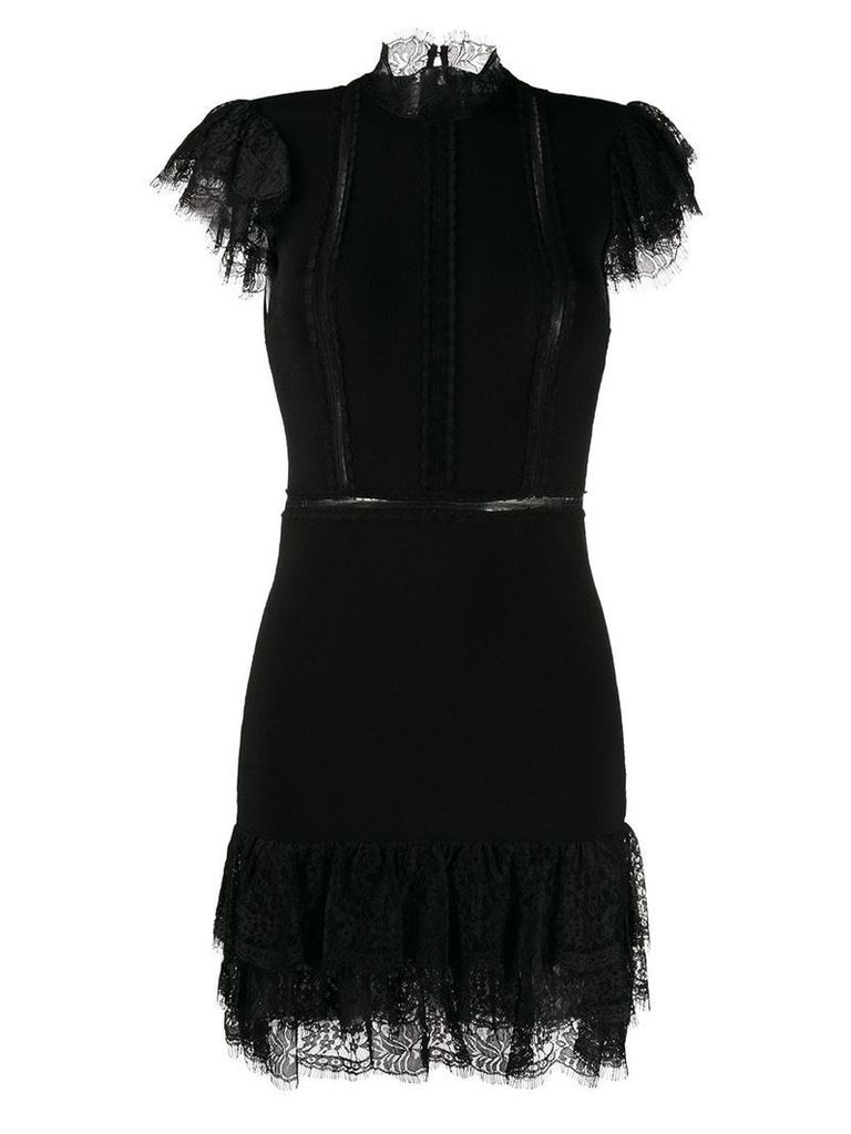 Alice+Olivia mini dress with lace trim - Black