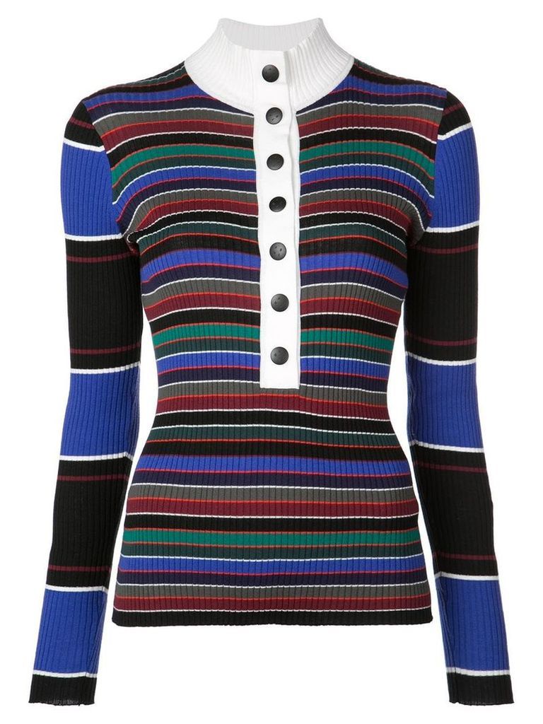 Proenza Schouler PSWL Rugby Striped Turtleneck Sweater - Black