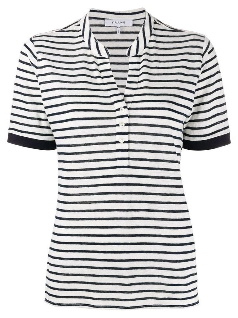 FRAME striped polo top - White