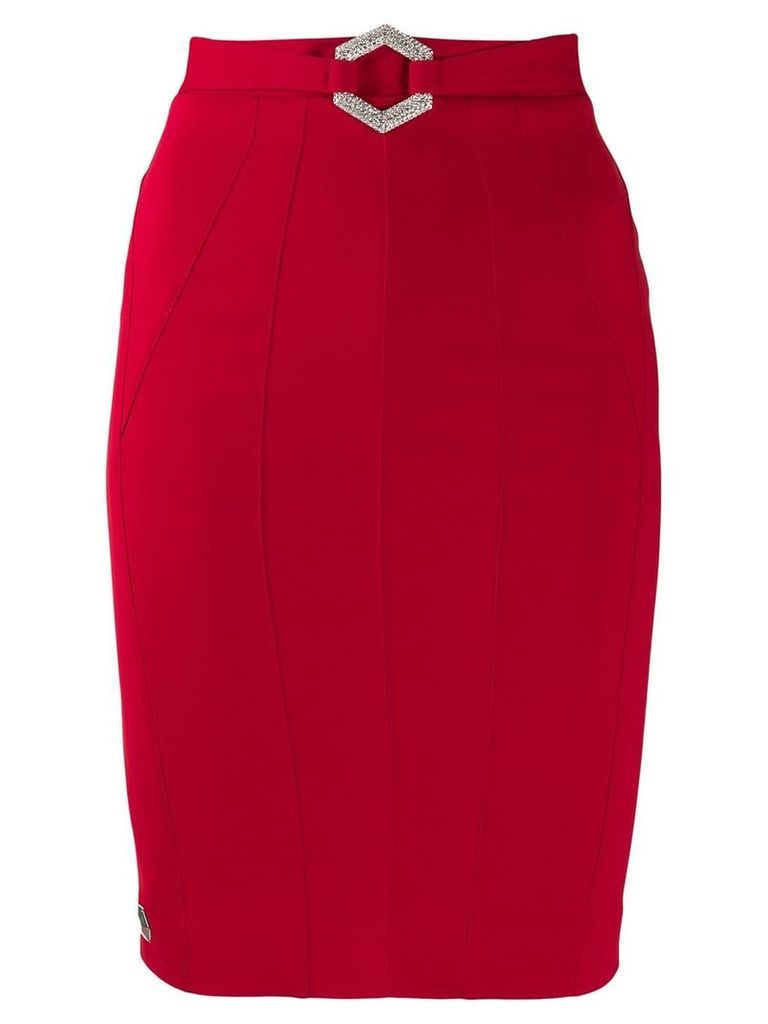 Philipp Plein stretch-cady fitted skirt - Red