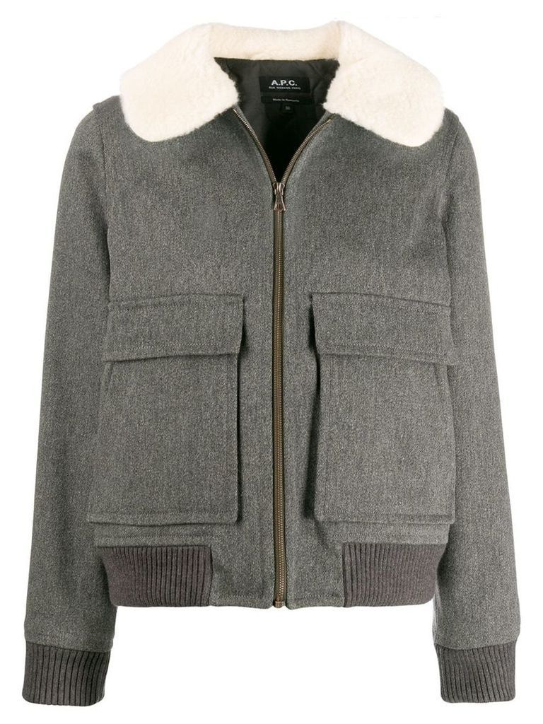 A.P.C. faux fur collar jacket - Grey