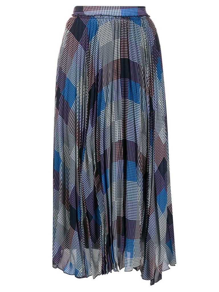 Frenken check print asymmetric skirt - Blue