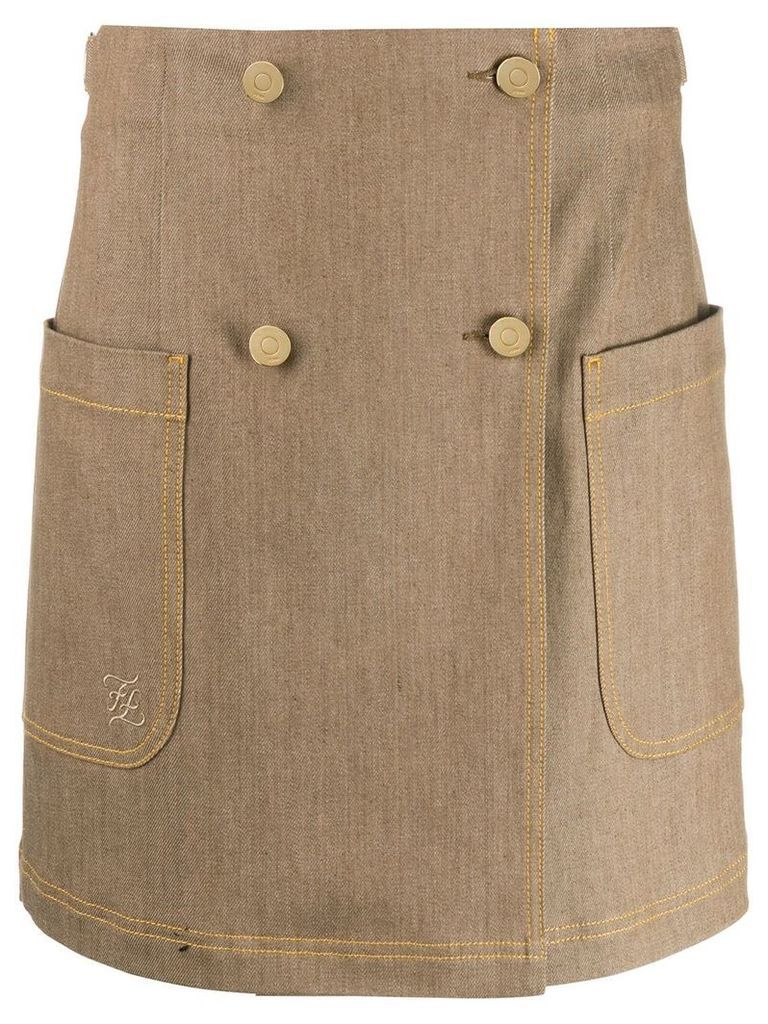 Fendi double-breasted high-waisted skirt - Brown
