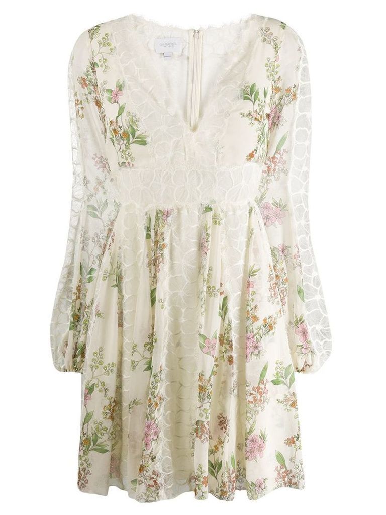 Giambattista Valli floral flared dress - White