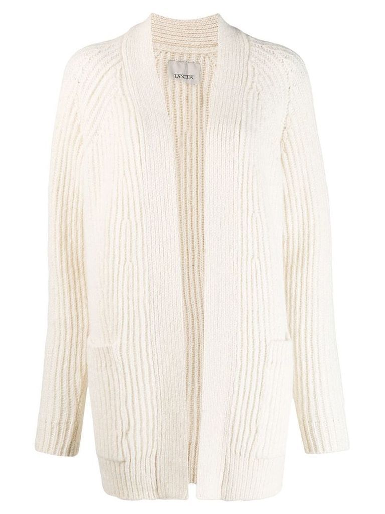 Laneus ribbed knit cardi-coat - White