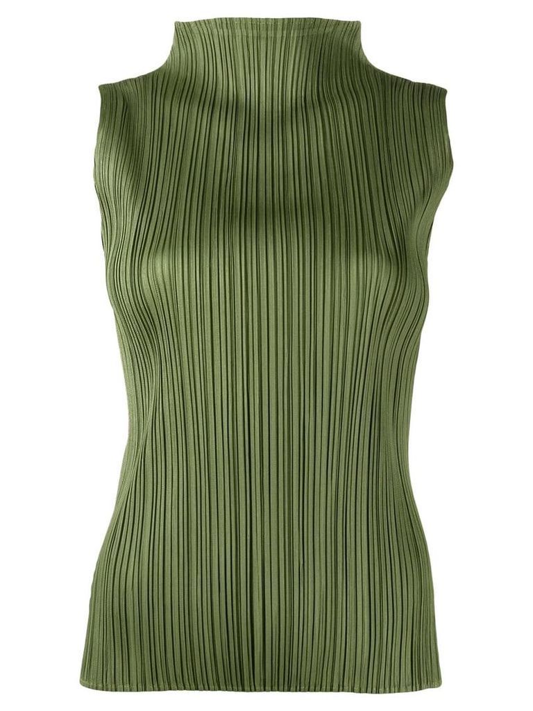 Pleats Please Issey Miyake funnel-neck pleated top - Green