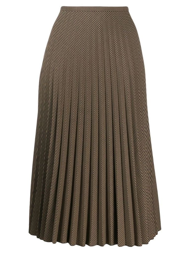 Piazza Sempione pleated houndstooth skirt - Brown