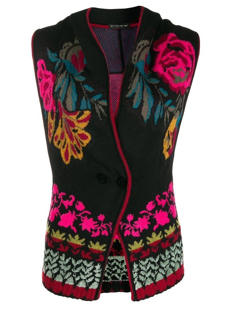 Etro floral jacquard waistcoat - Black