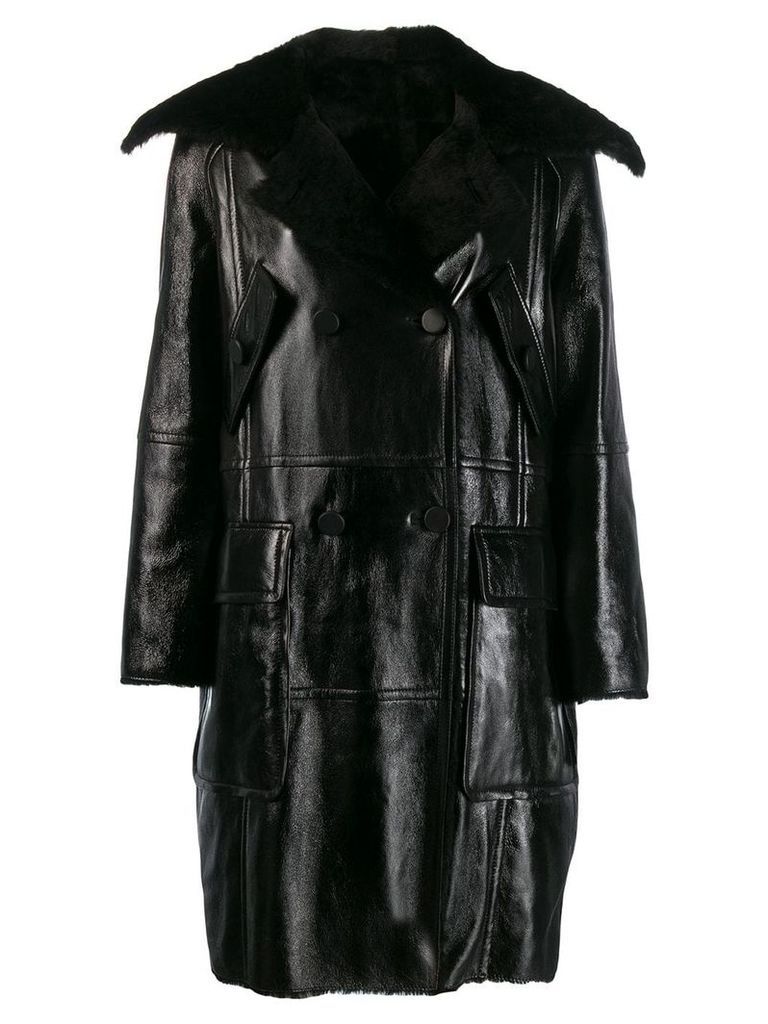 Yves Salomon shearling lined coat - Black