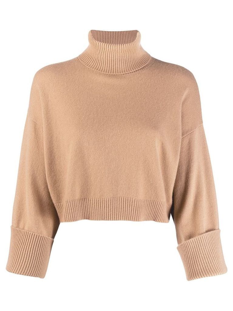 P.A.R.O.S.H. roll-neck cropped sweater - Brown