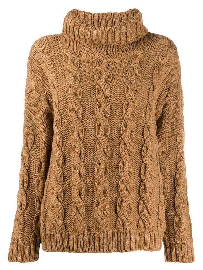 Liska turtleneck cable-knit jumper - Brown
