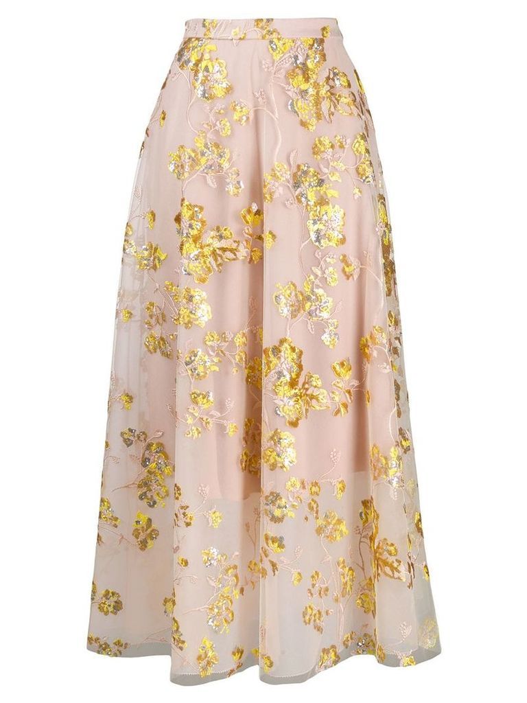 Delpozo embroidered full skirt - PINK
