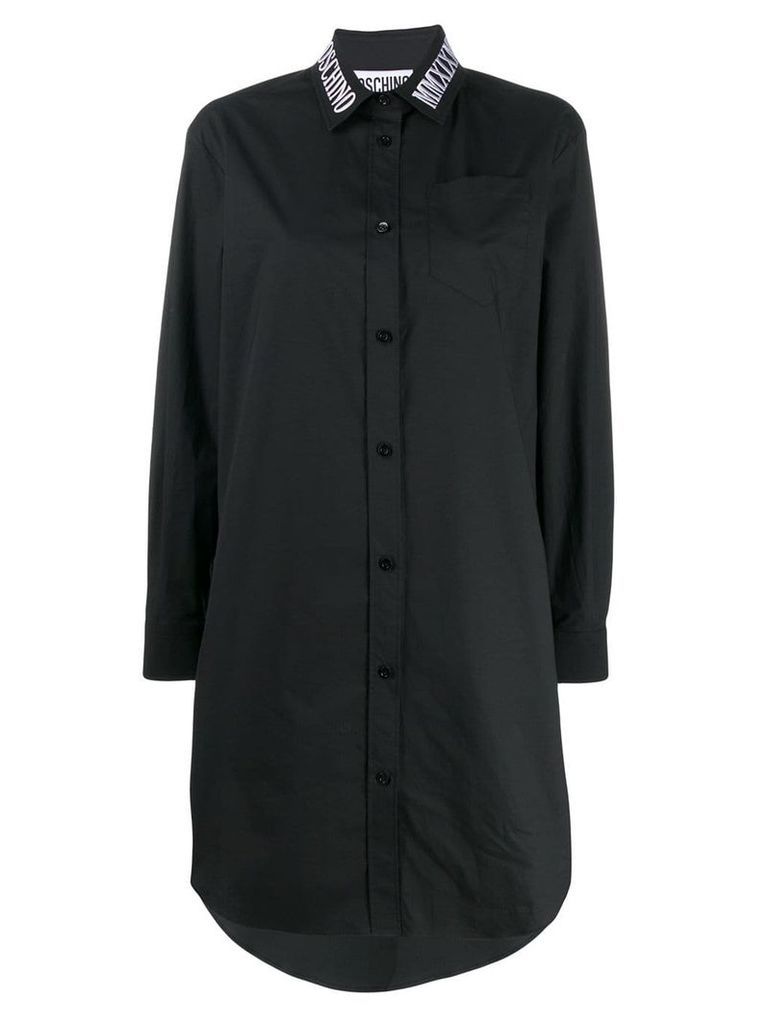 Moschino embroidered logo shirt dress - Black