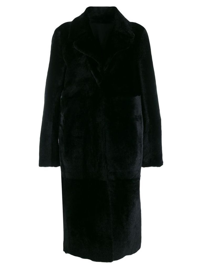 Drome fur-trimmed midi coat - Black