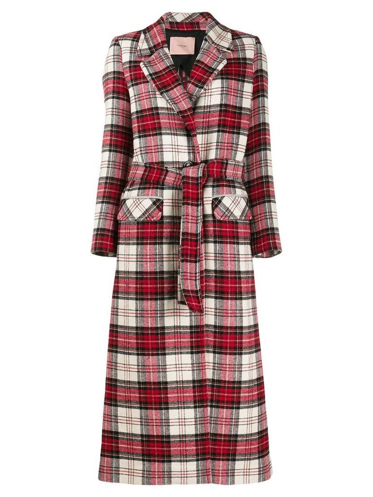 Twin-Set checked single breasted coat - Red