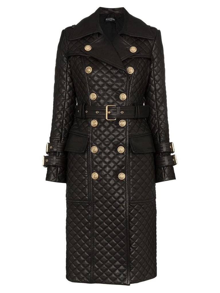 Balmain quilted double-breasted trench coat - Black
