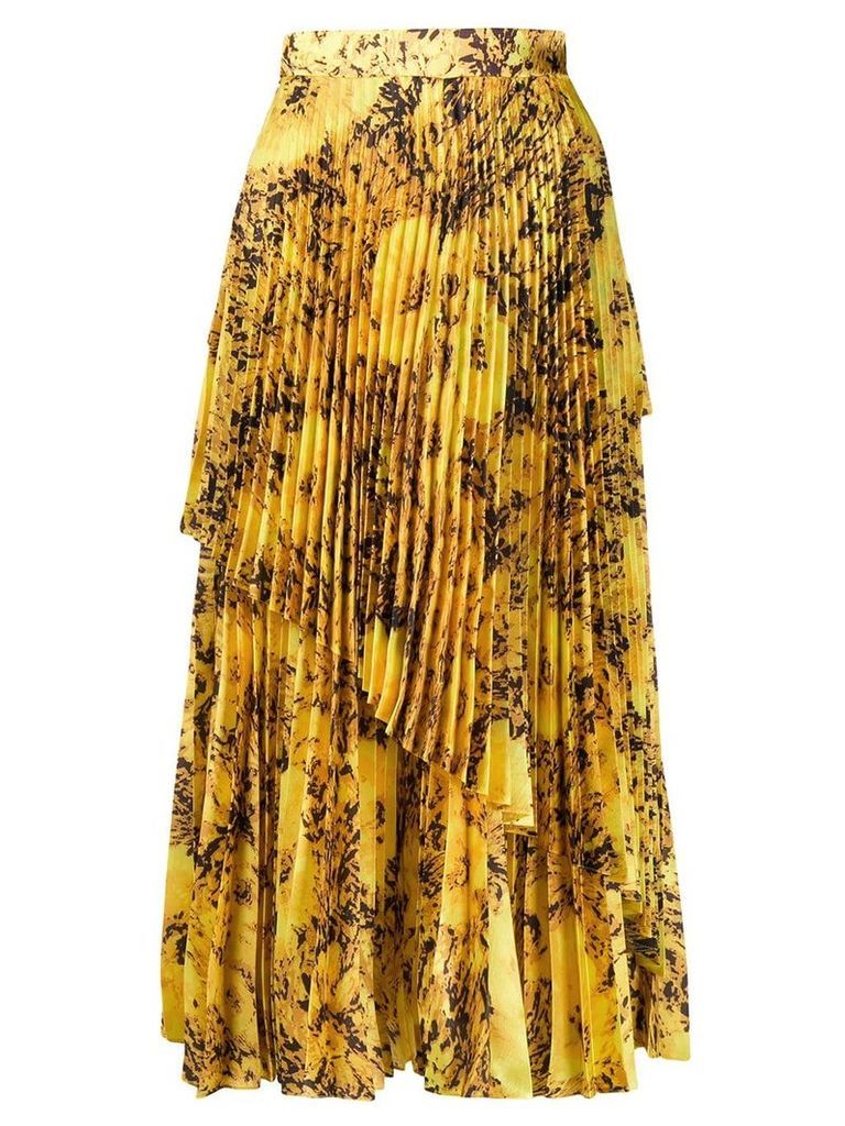 Richard Quinn asymmetric pleated skirt - Yellow