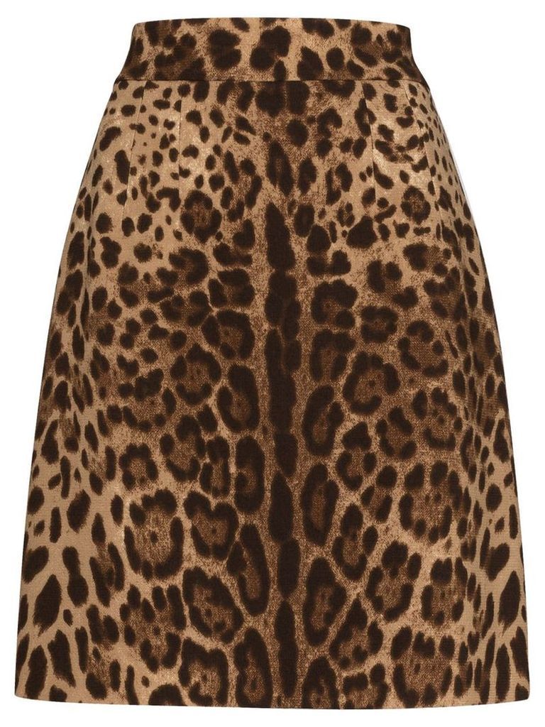 Dolce & Gabbana leopard-print A-line skirt - Brown