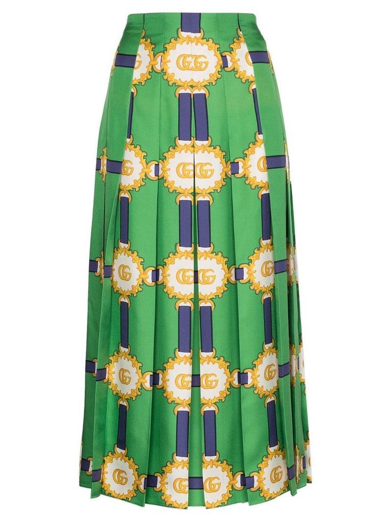 Gucci printed logo pleated skirt - Green