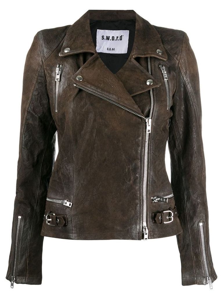 S.W.O.R.D 6.6.44 fitted biker jacket - Brown