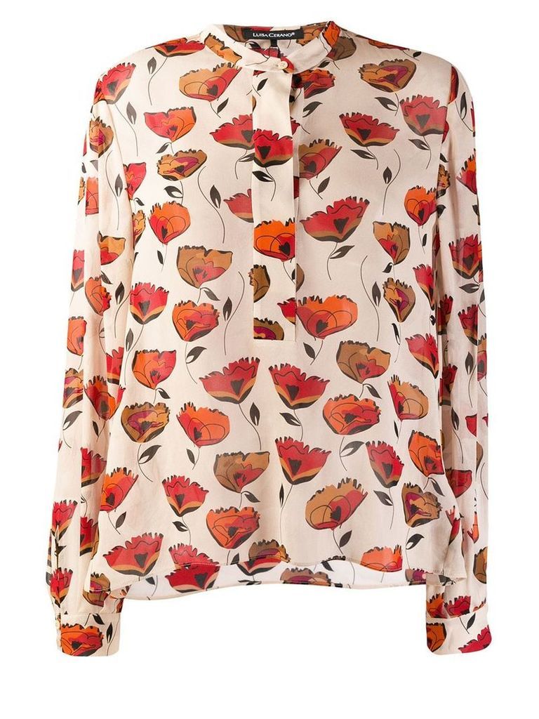 Luisa Cerano Poppy print blouse - NEUTRALS