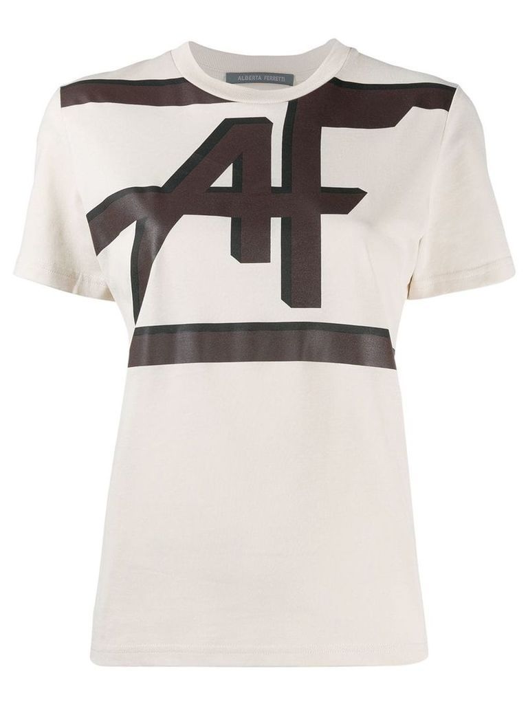Alberta Ferretti logo print crew neck T-shirt - NEUTRALS