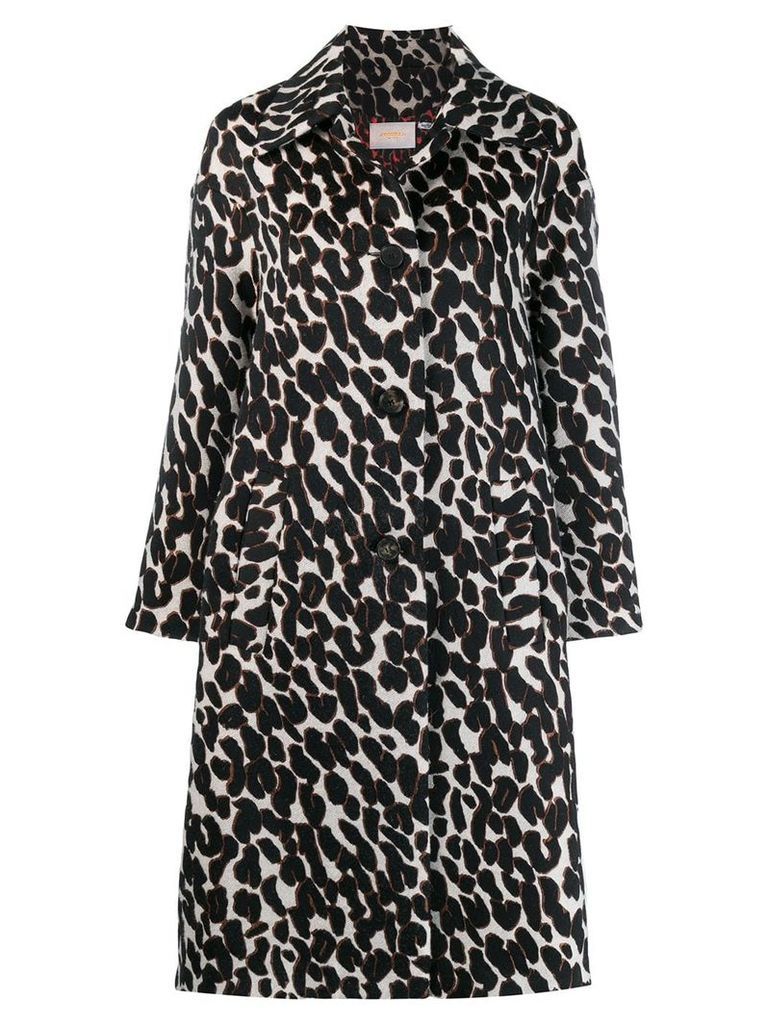 La Doublej boxy leopard print coat - White