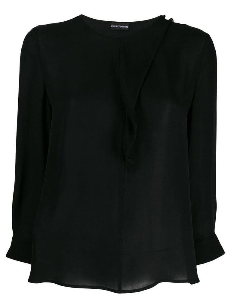 Emporio Armani asymmetrical silk blouse - Black