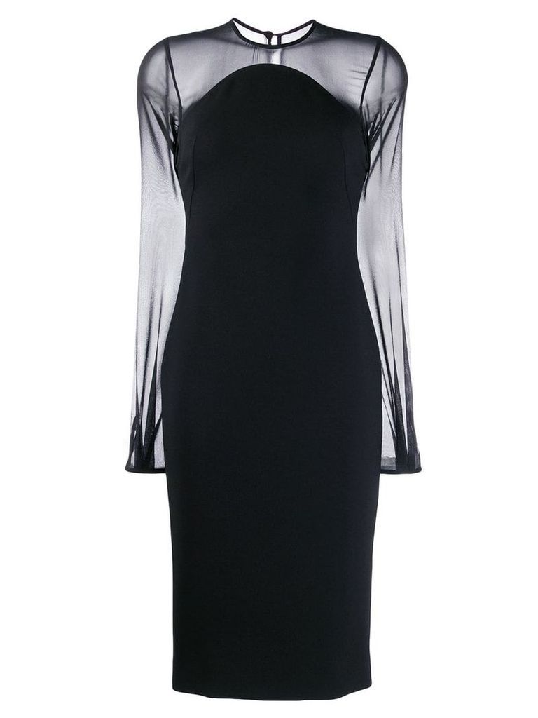 Victoria Beckham sheer sleeves fitted dress - Black