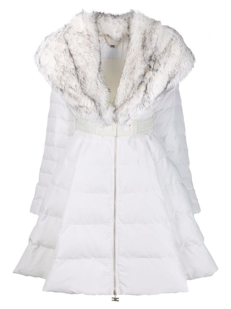 Elisabetta Franchi faux-fur collar coat - White
