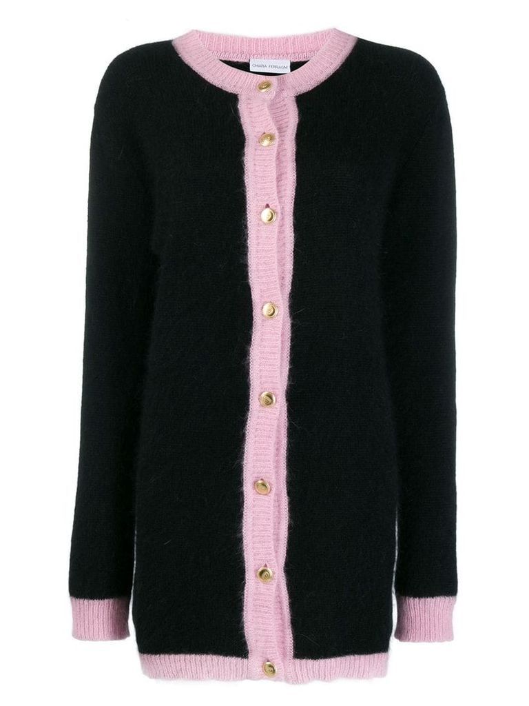 Chiara Ferragni pink trim knitted cardigan - Black
