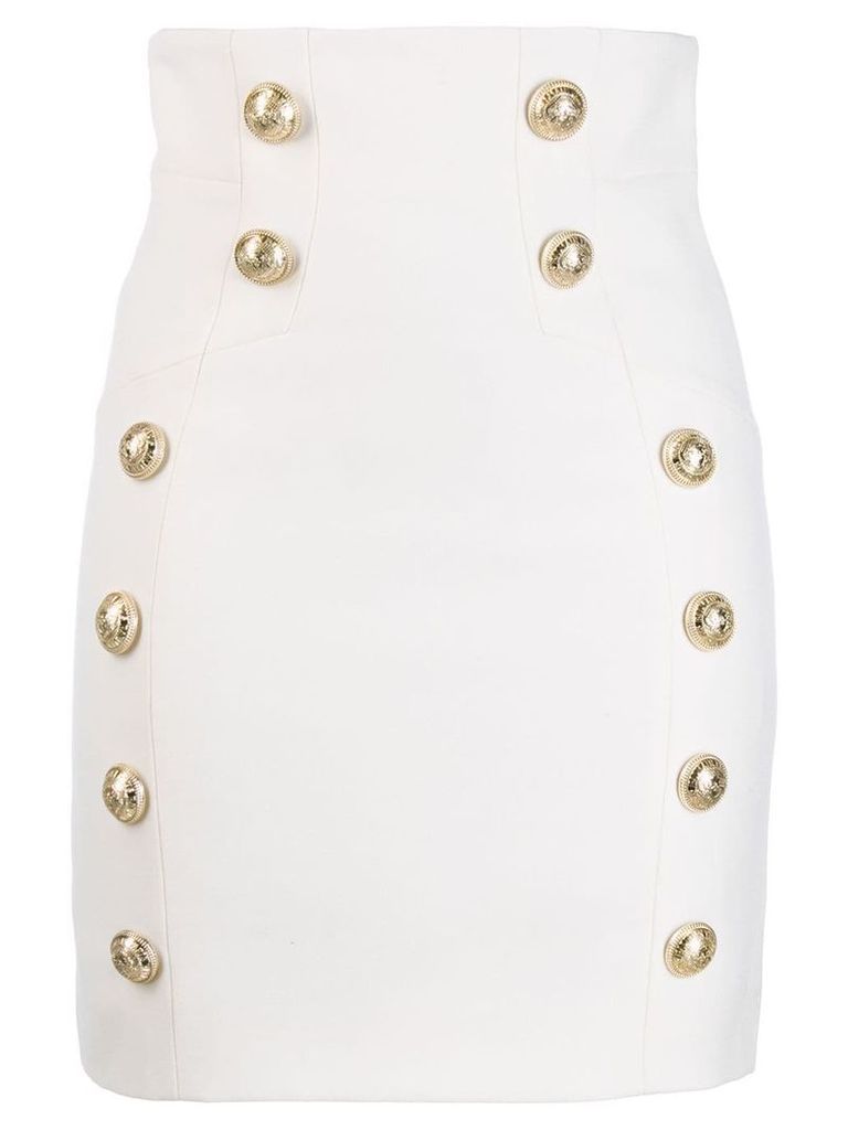 Balmain button detailed fitted skirt - White