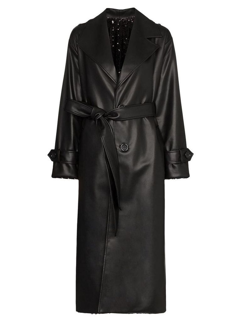 Anouki reversible sequinned trench coat - Black