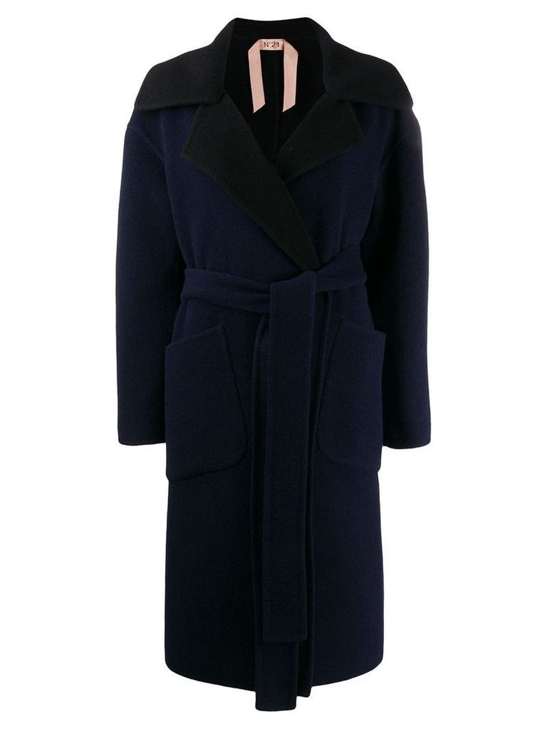 Nº21 belted wool coat - Blue