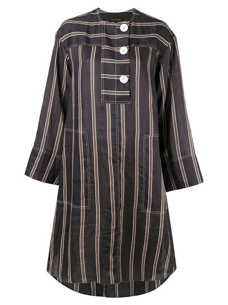 Lee Mathews Granada striped shirt dress - Black