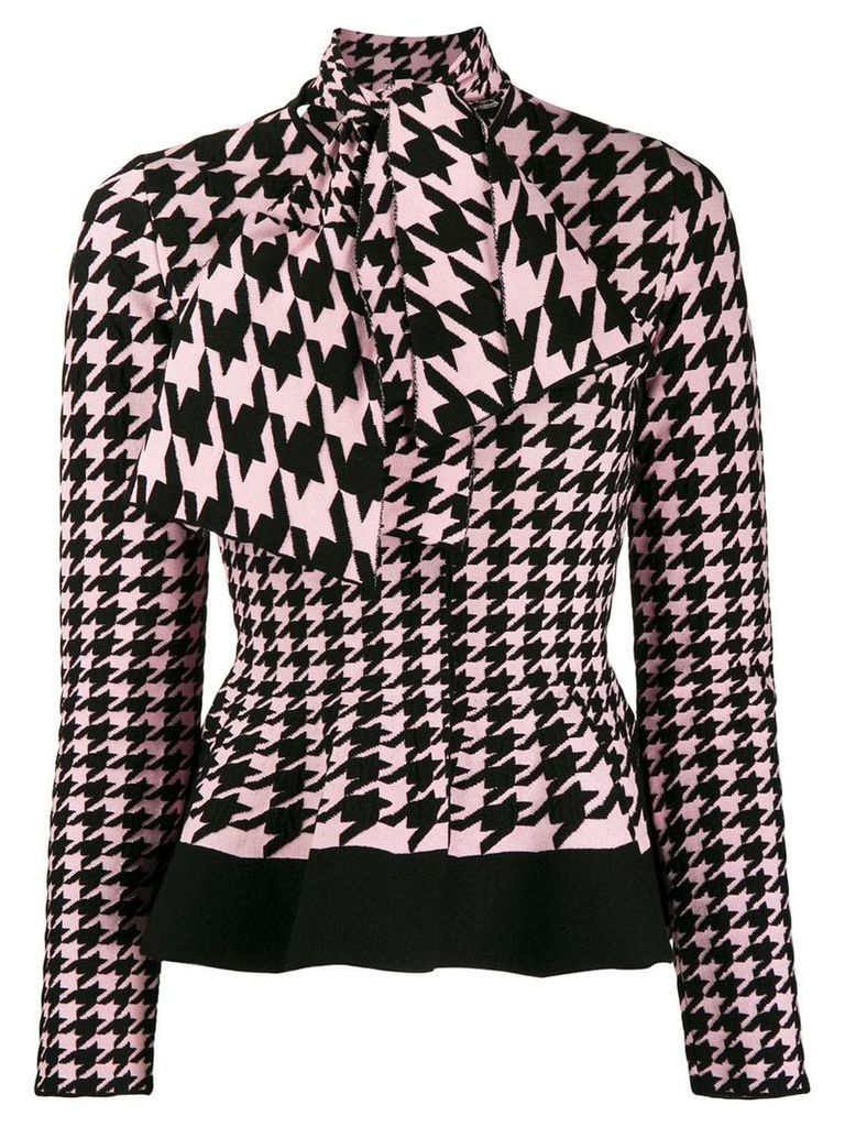 Alexander McQueen houndstooth patterned knitted cardigan - PINK