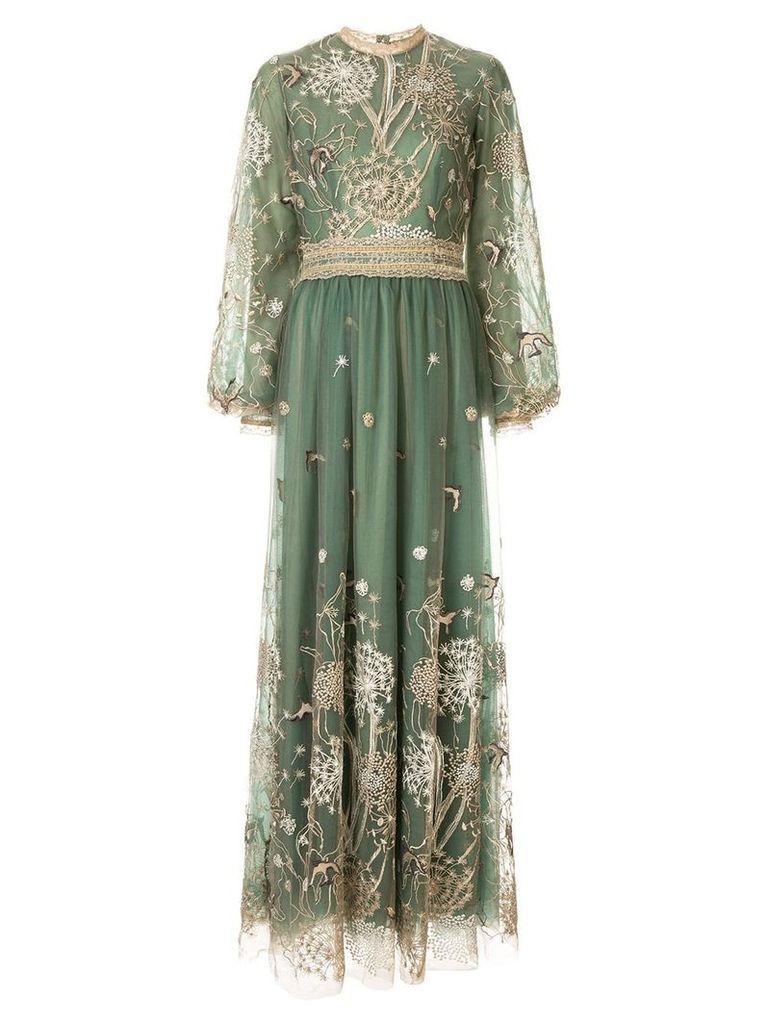 Costarellos Story-Telling embroidered tulle gown - Green
