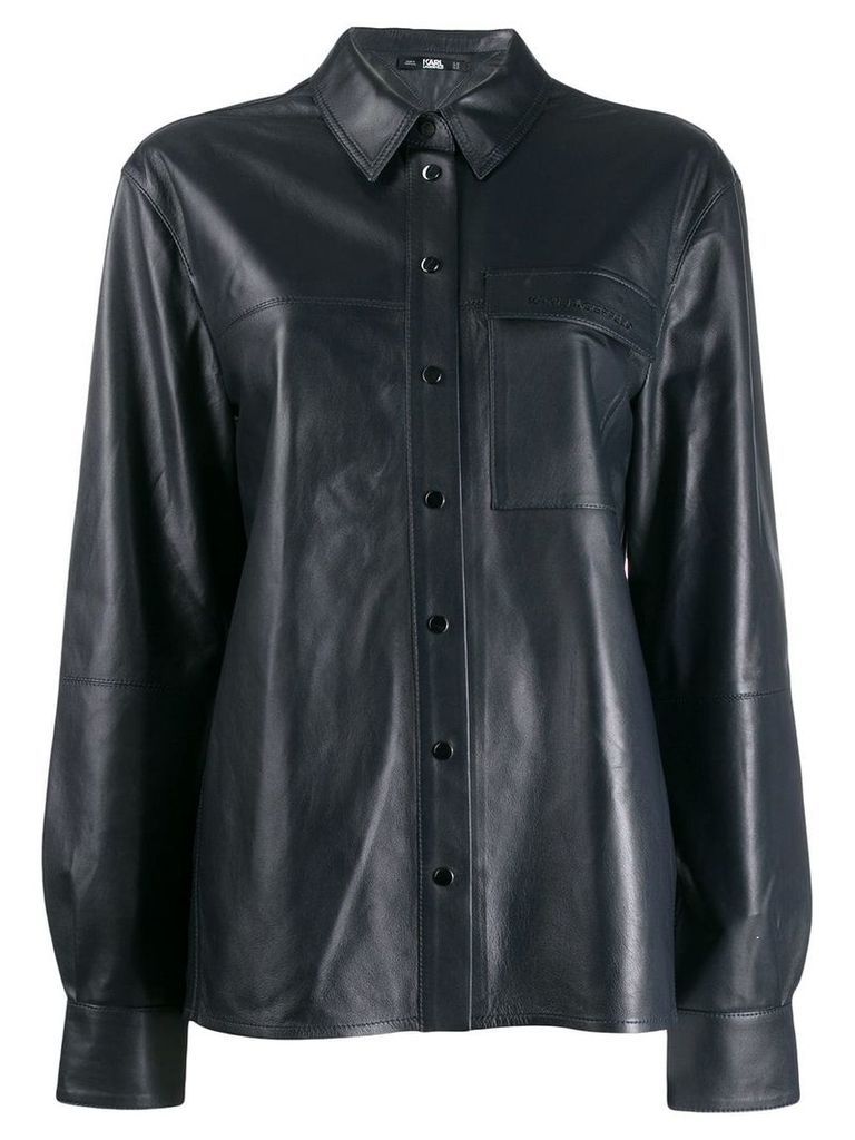 Karl Lagerfeld button-up leather shirt - Blue
