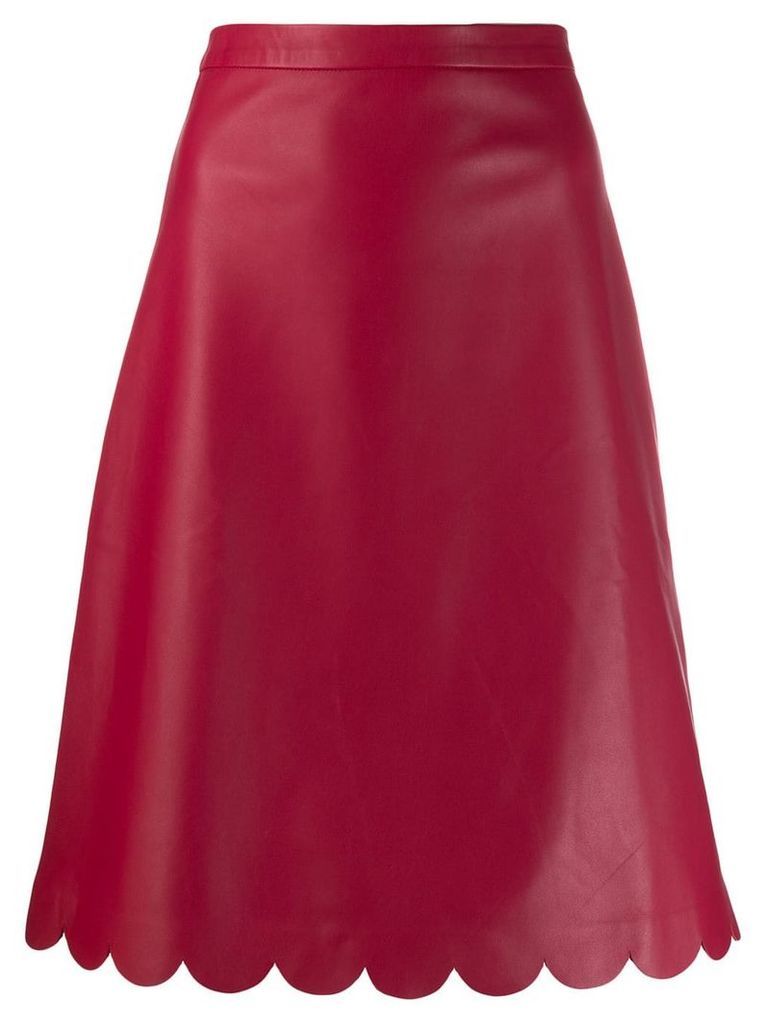 RedValentino scalloped edge leather skirt