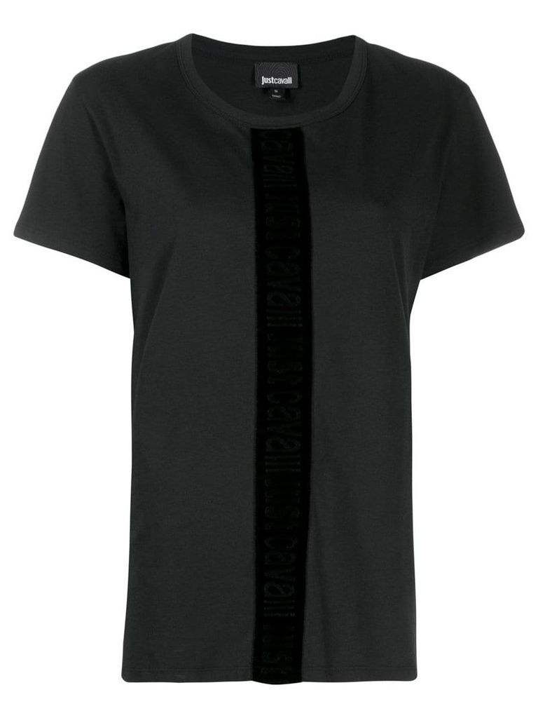 Just Cavalli velvet trim T-shirt - Black