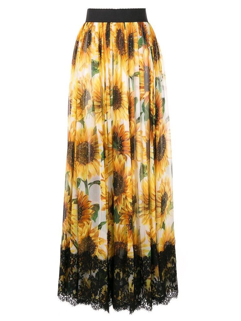Dolce & Gabbana sunflower print long skirt - Yellow